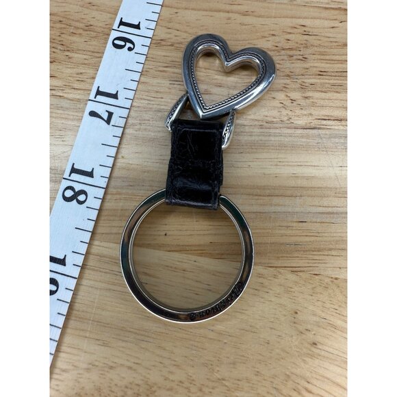Brighton Silver Heart Key Chain With Black Leather Accent - Picture 9 of 9